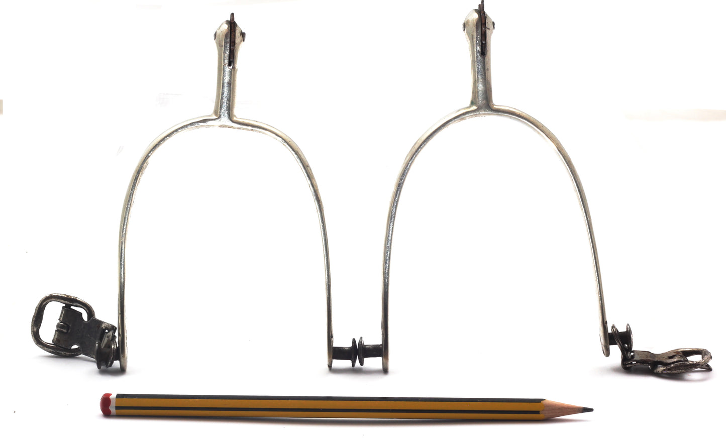 Pair of Nickel Spurs with Patent Buckles