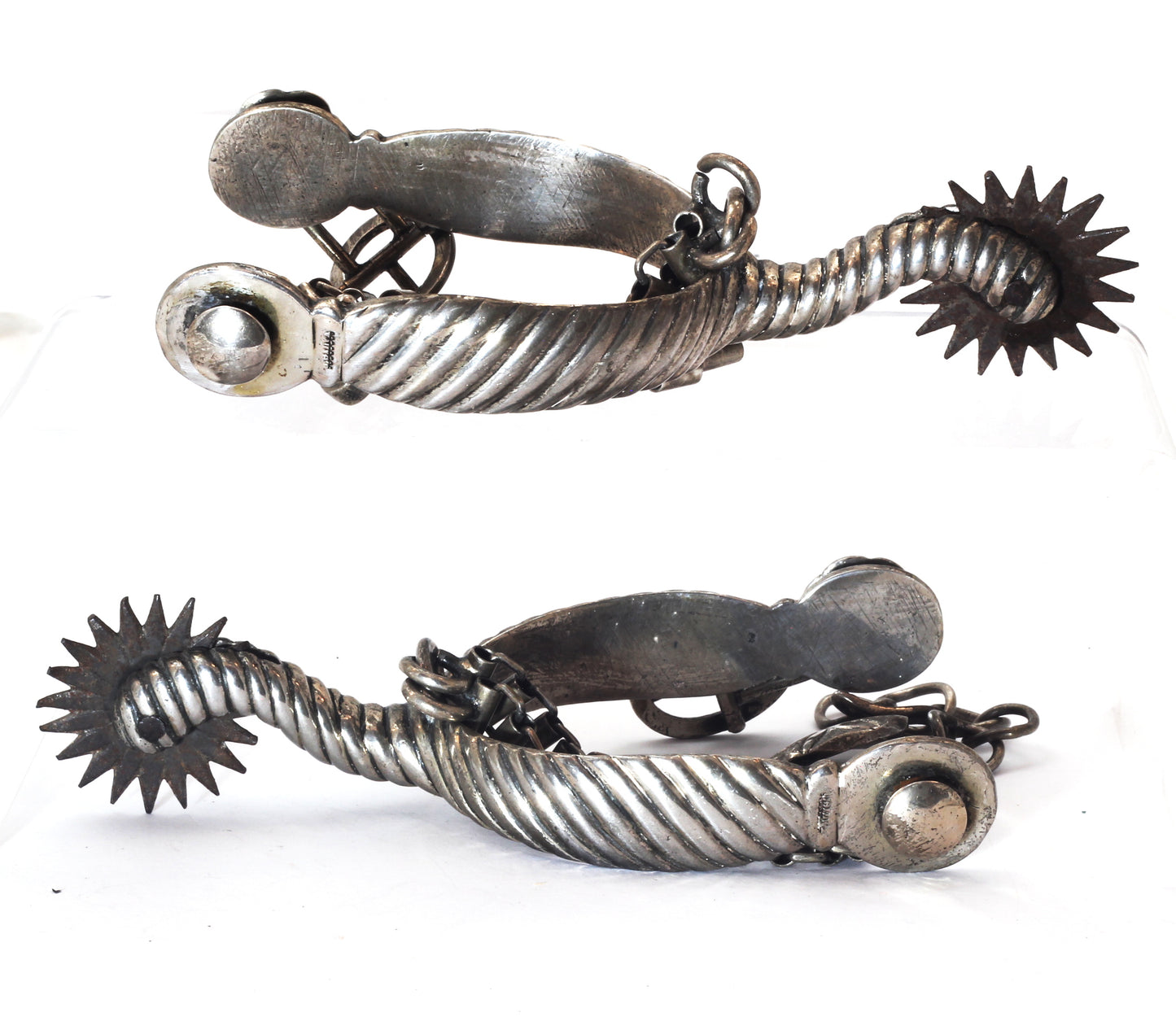 Pair of Antique Silver Spurs by Candido Silva