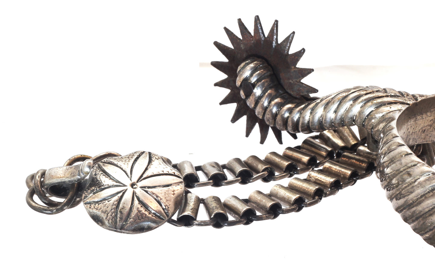 Pair of Antique Silver Spurs by Candido Silva