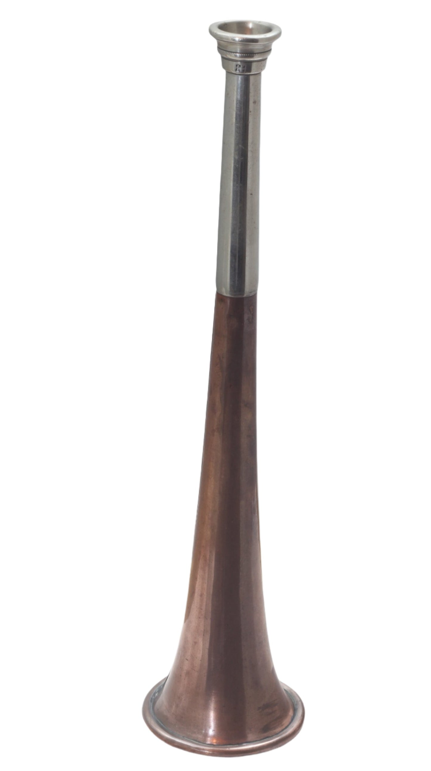 Vintage Copper & Nickel Silver Hunting Horn stamped JK & AK - Kohler