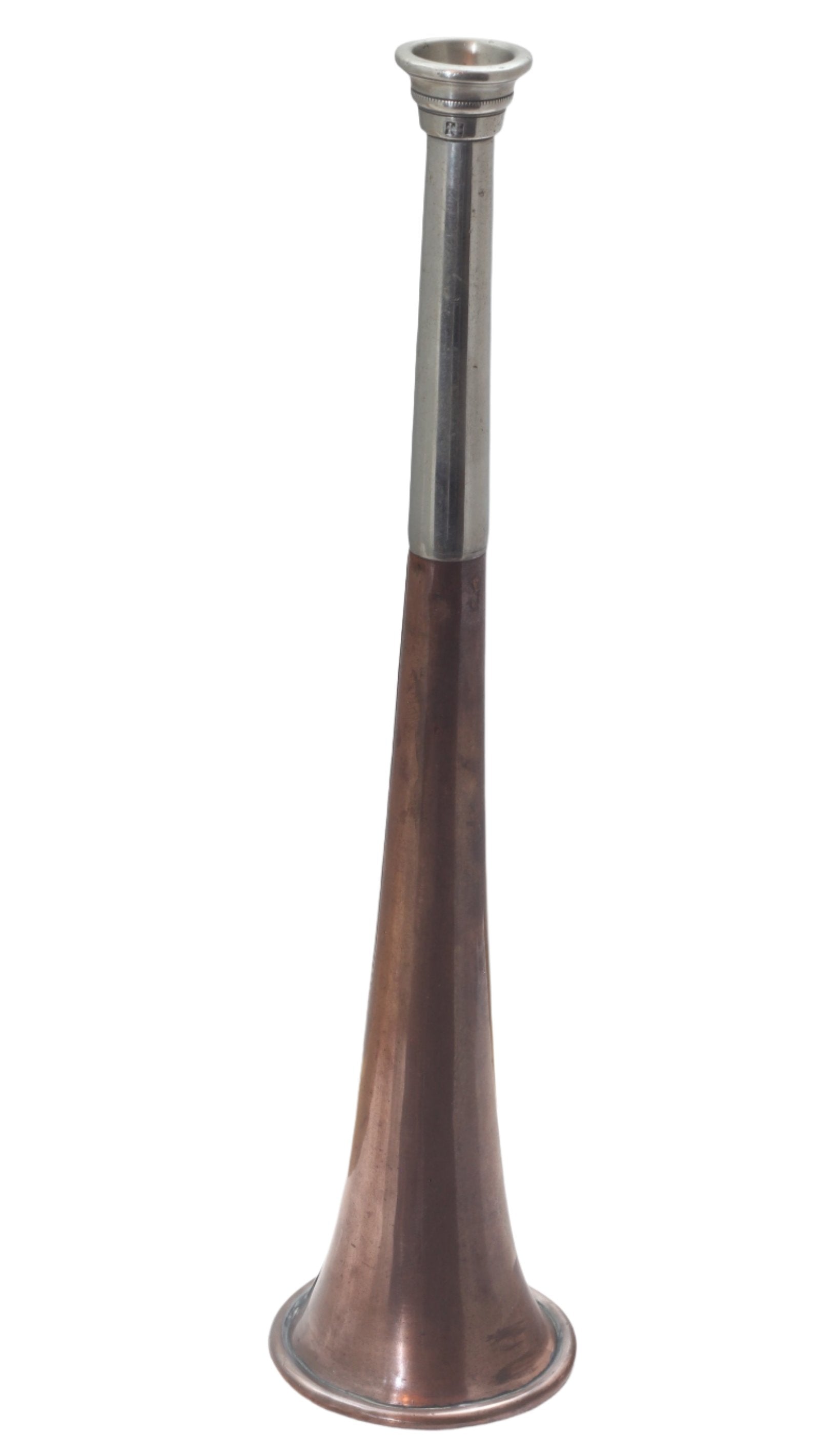 Vintage Copper & Nickel Silver Hunting Horn stamped JK & AK - Kohler