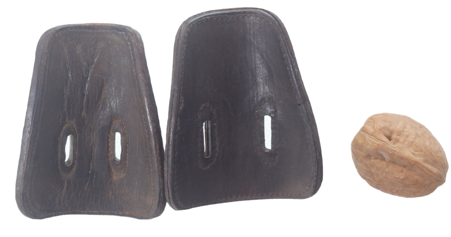 19th C Leather Lace Guards for Spur Straps on Cavalry / Military Boots