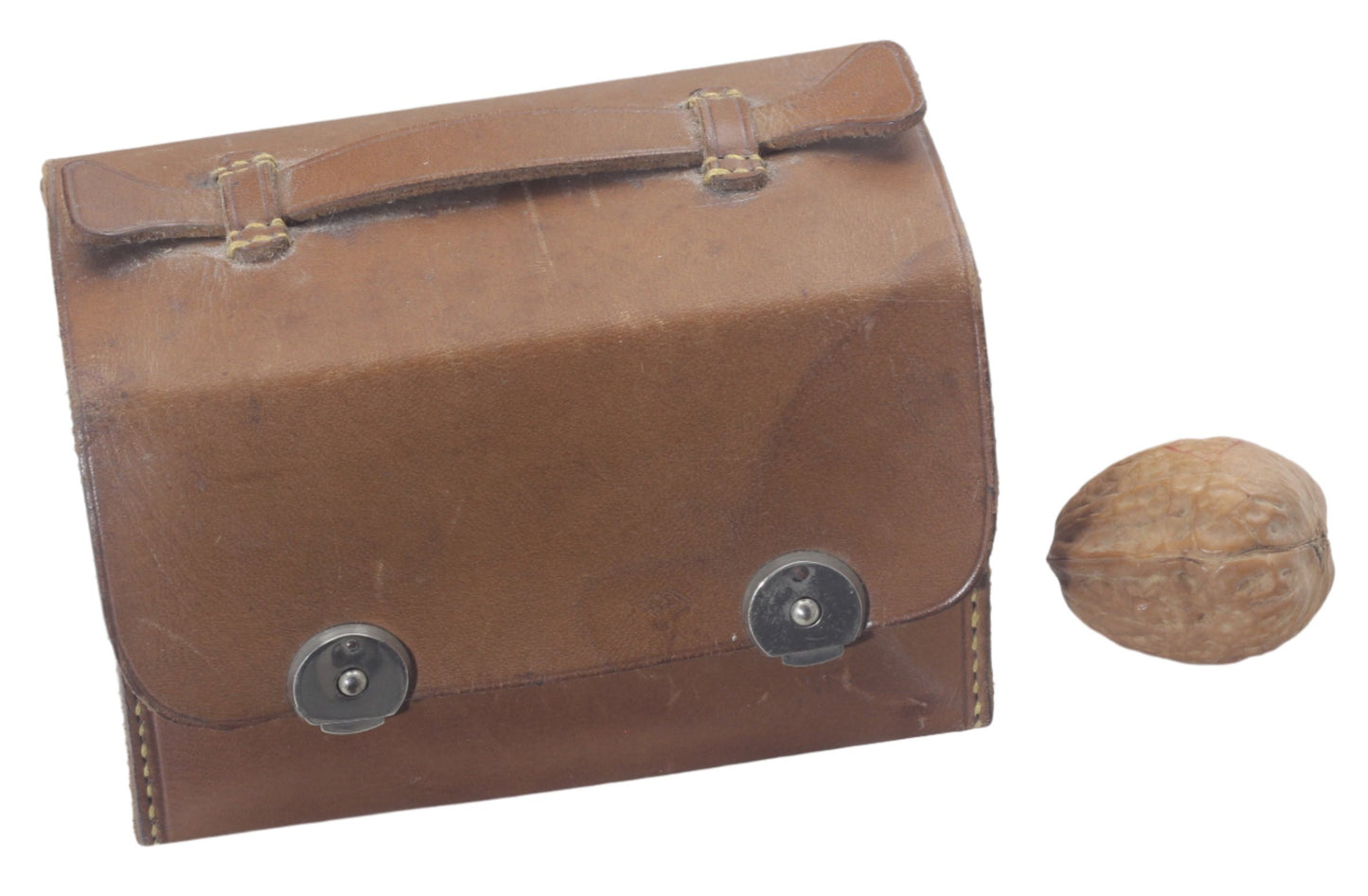 Early 20th Century Travel or Campaign Iron in Leather Case