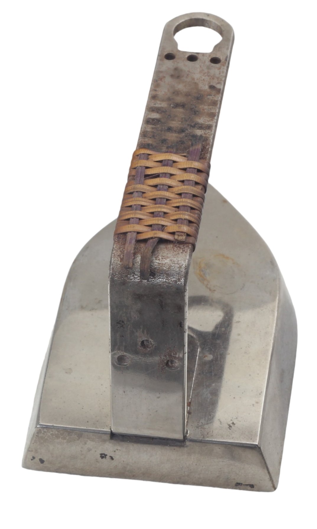 Early 20th Century Travel or Campaign Iron in Leather Case