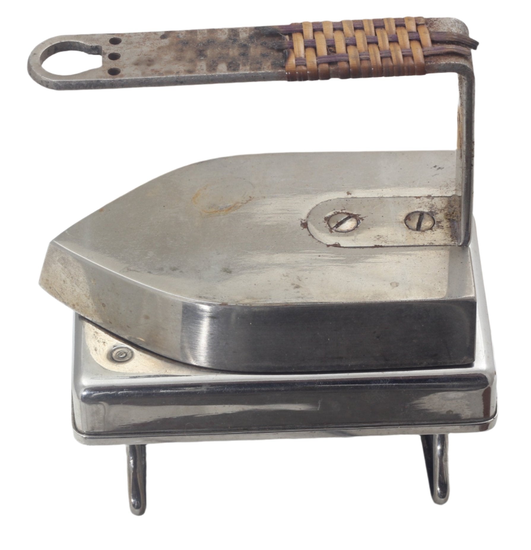 Early 20th Century Travel or Campaign Iron in Leather Case
