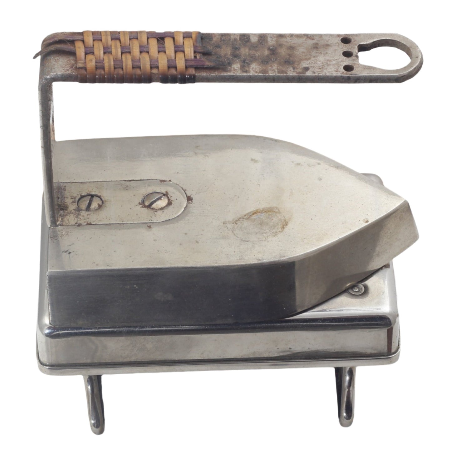 Early 20th Century Travel or Campaign Iron in Leather Case