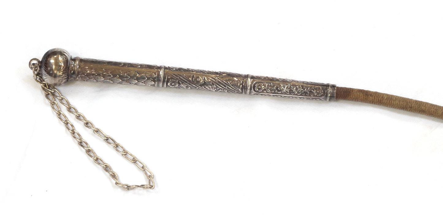 Silver Handled Russian or Caucasian Riding Whip or Nagaika