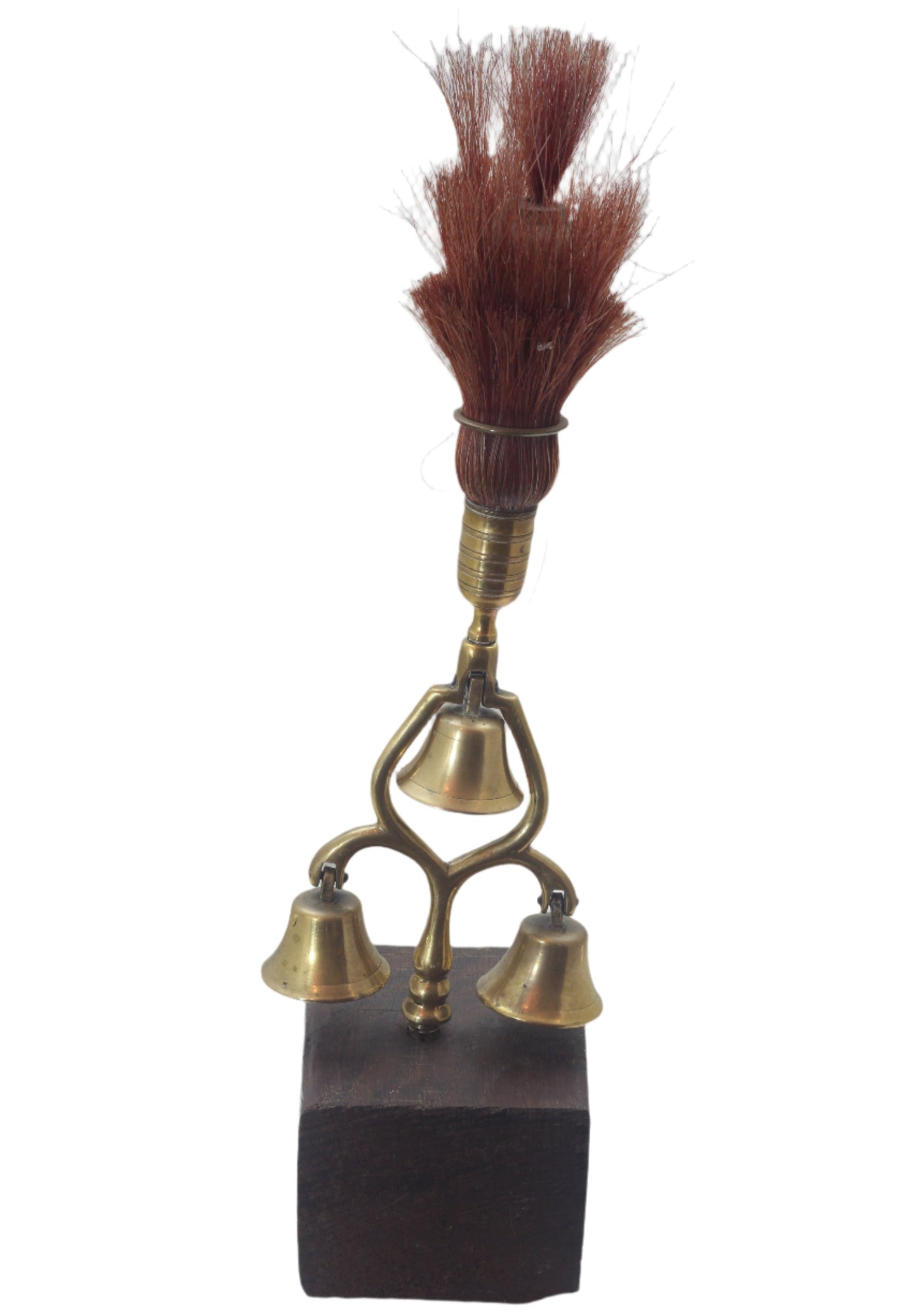 Vintage Triple Bell Terret Horse Brass with Plume