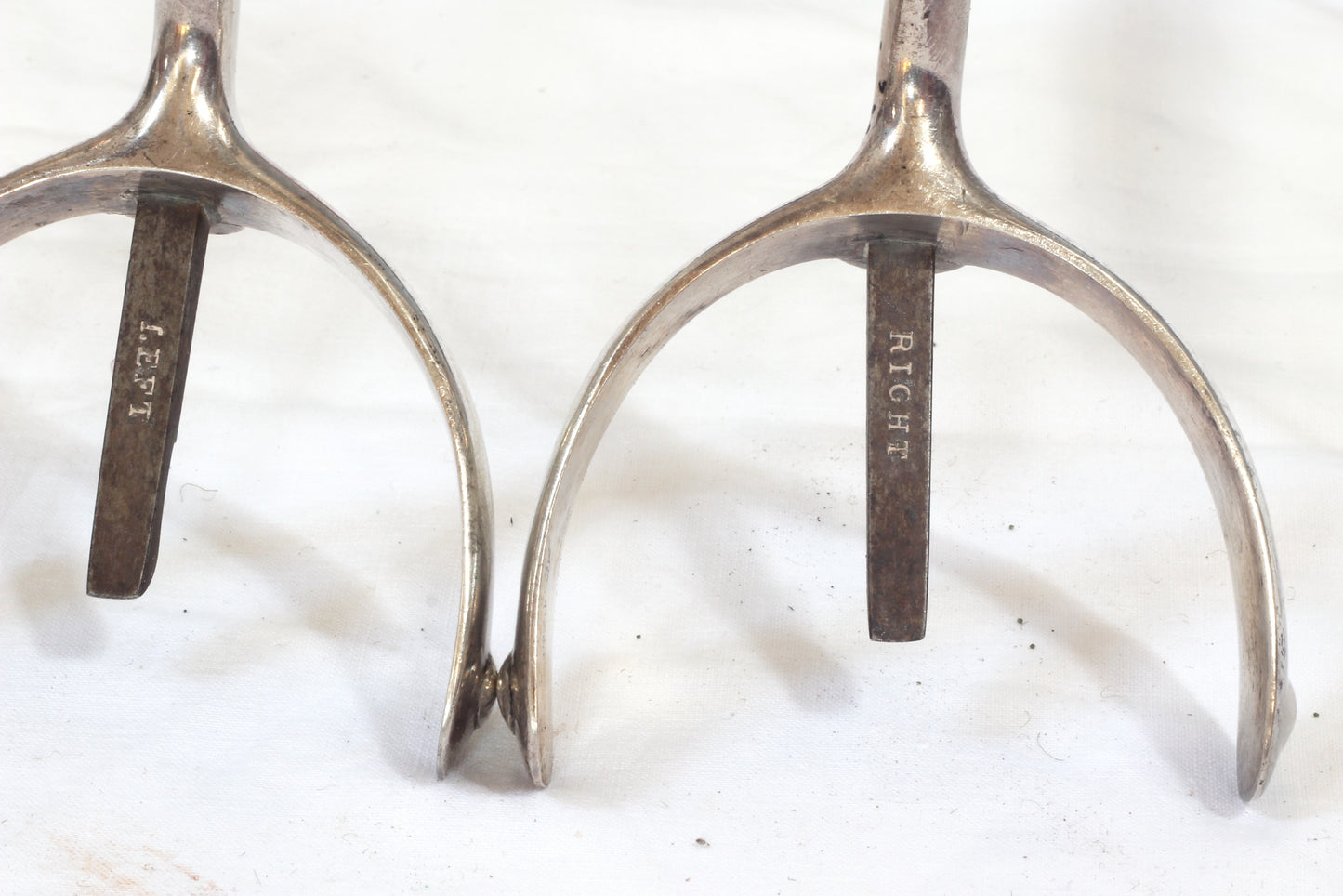 Pair of 1905 HM Silver Swan Necked Military Box Spurs