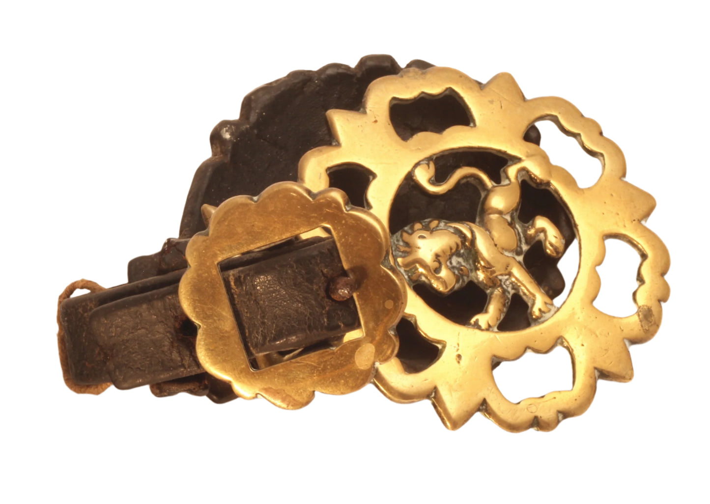 Antique Lion Horse Brass on Strap