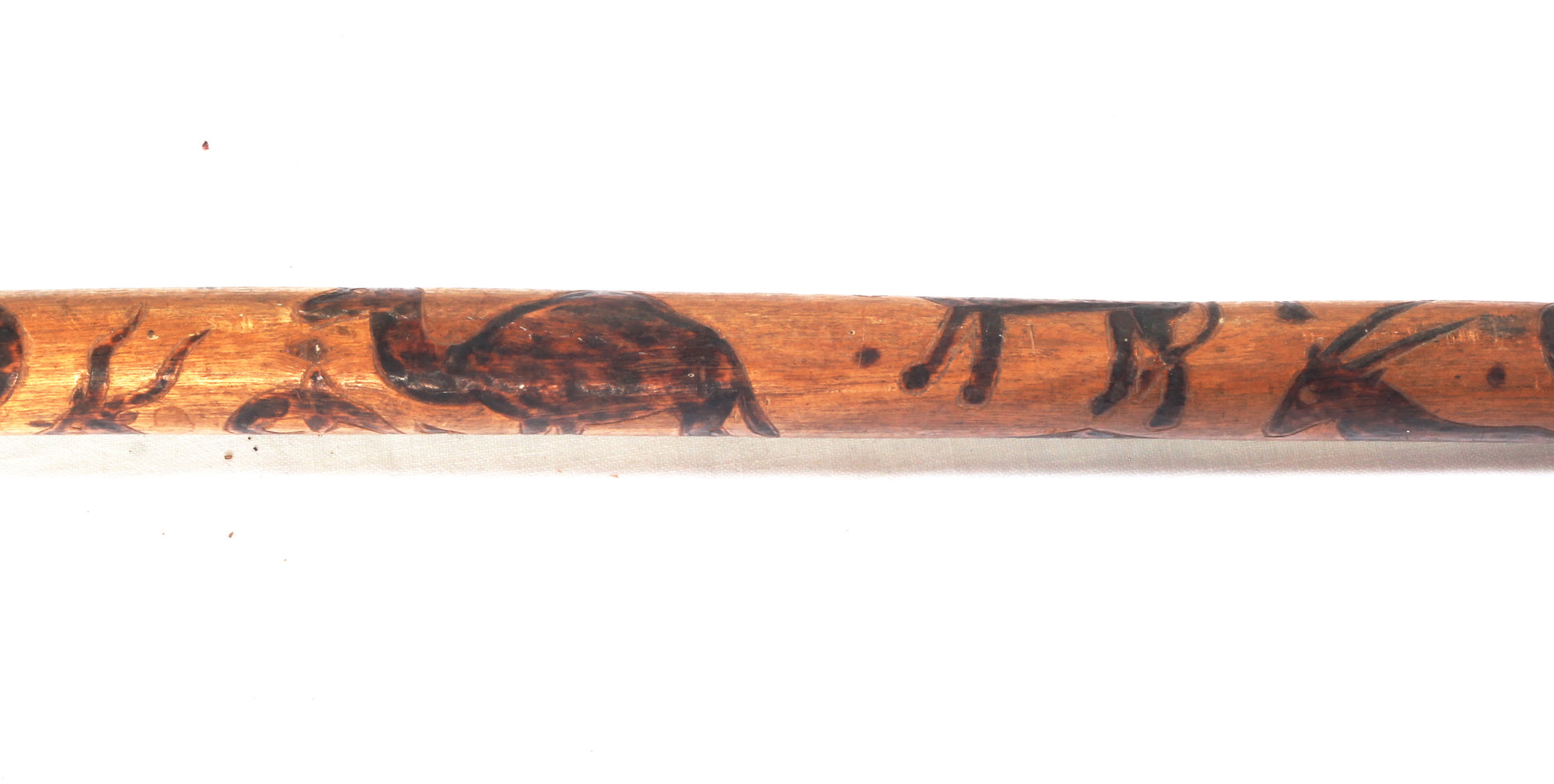 African walking cane with penwork animals
