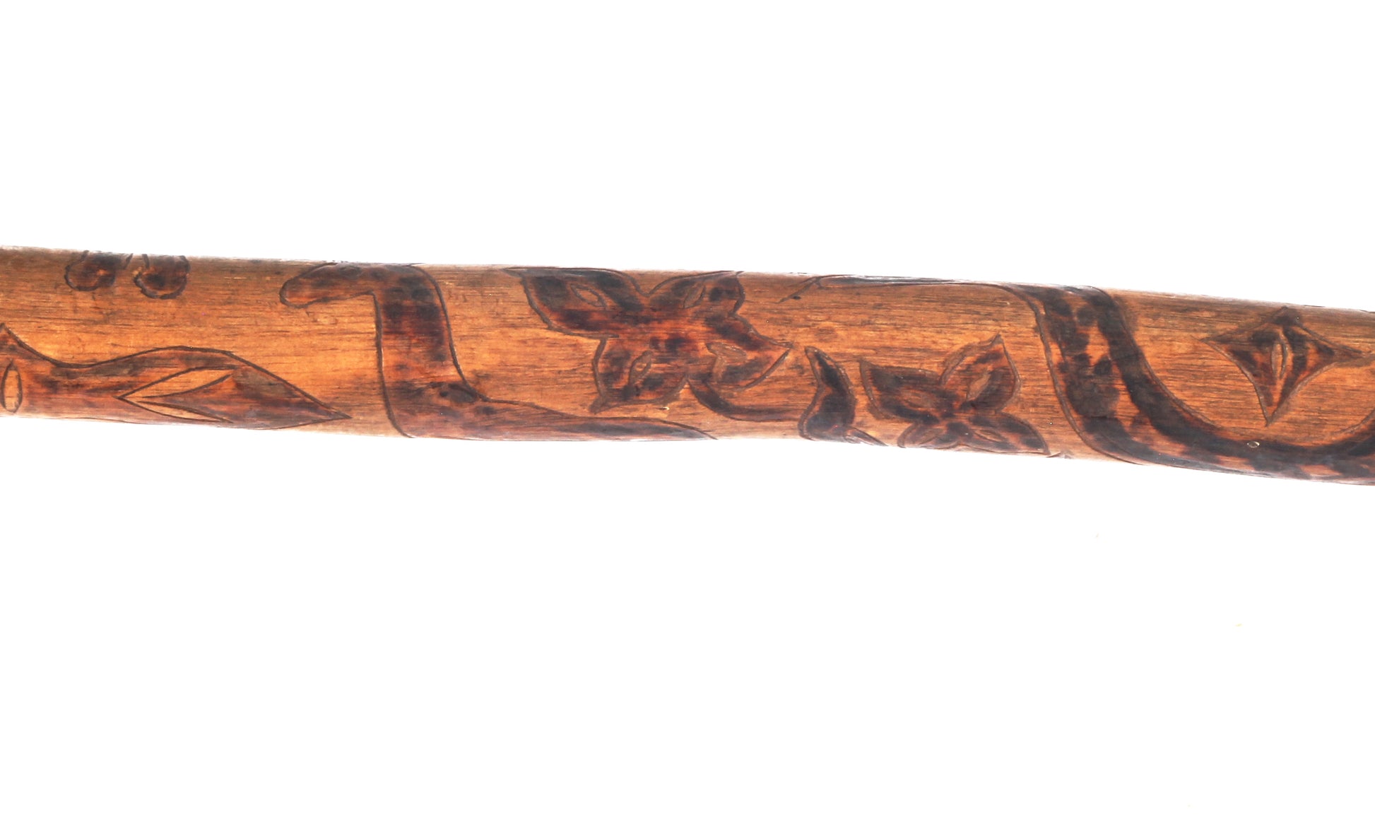African walking cane with penwork animals