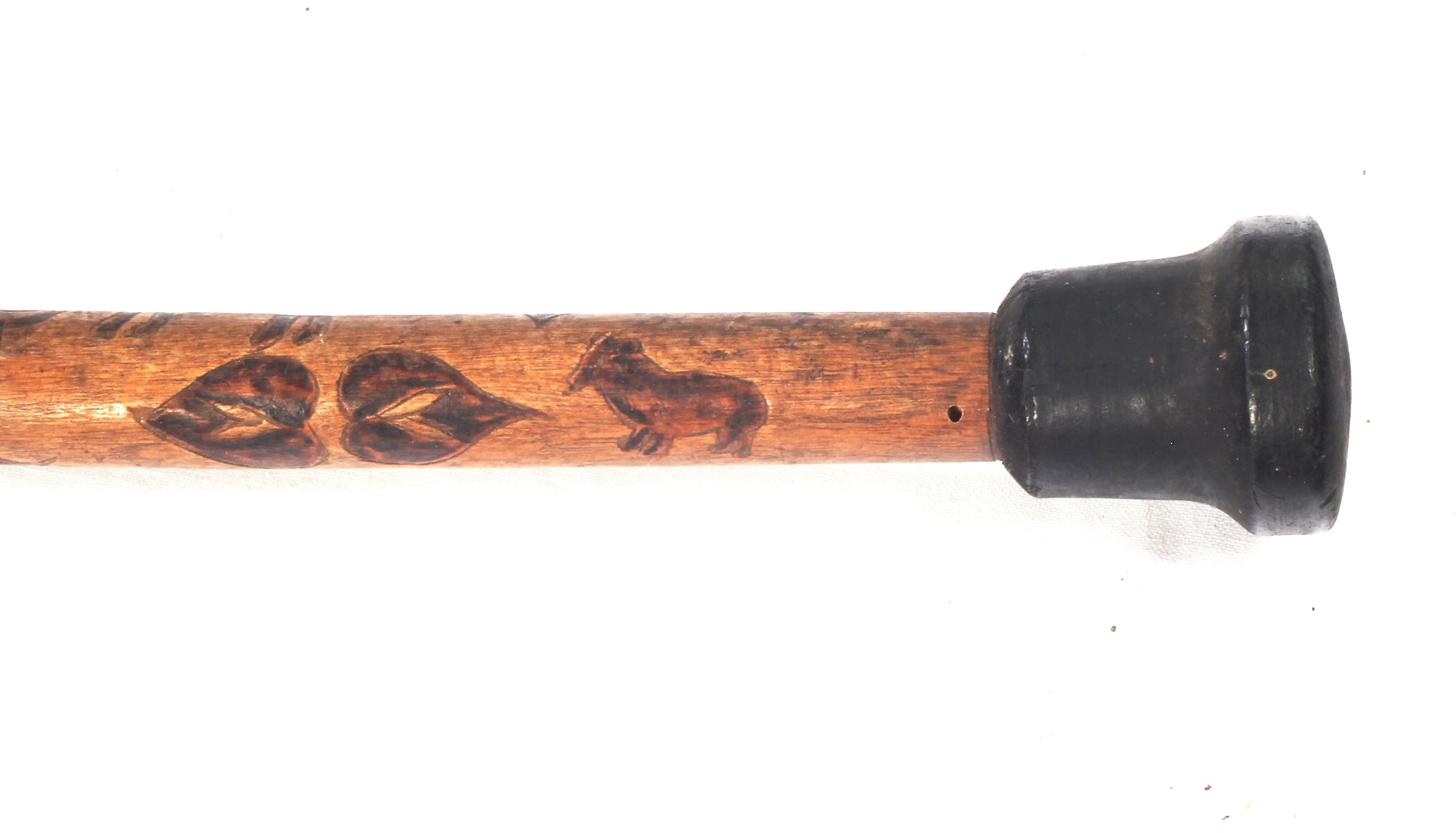 African walking cane with penwork animals