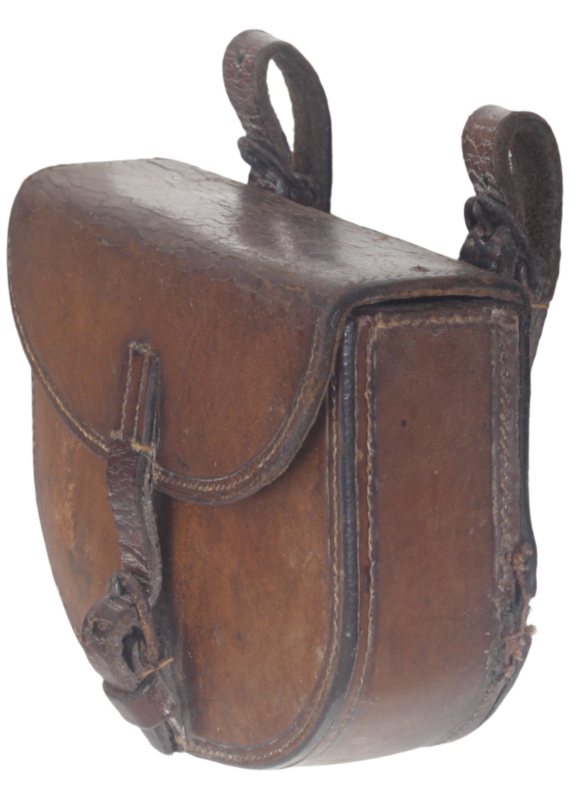Antique Curved Leather Sandwich Case & Tin by Flashman