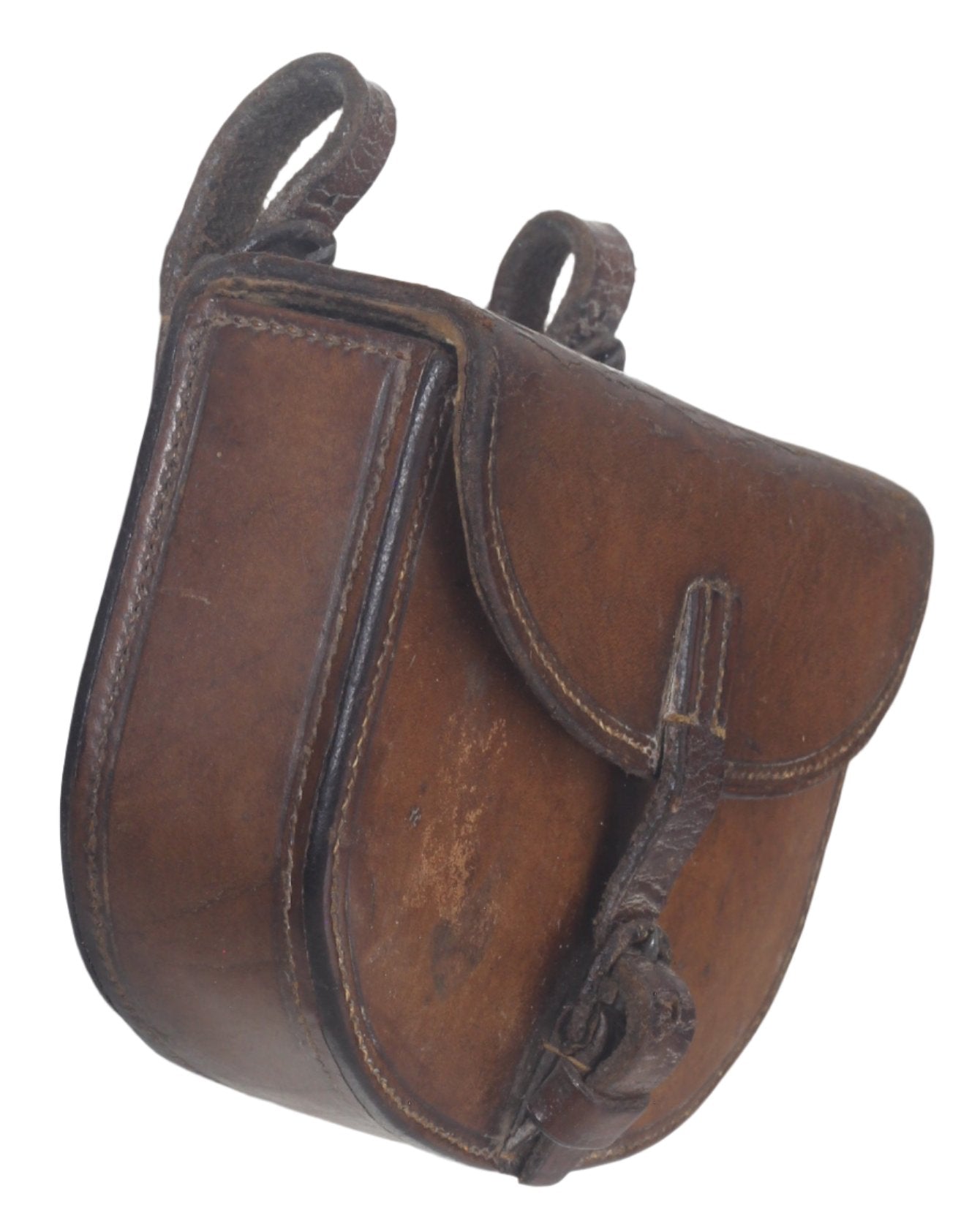 Antique Curved Leather Sandwich Case & Tin by Flashman