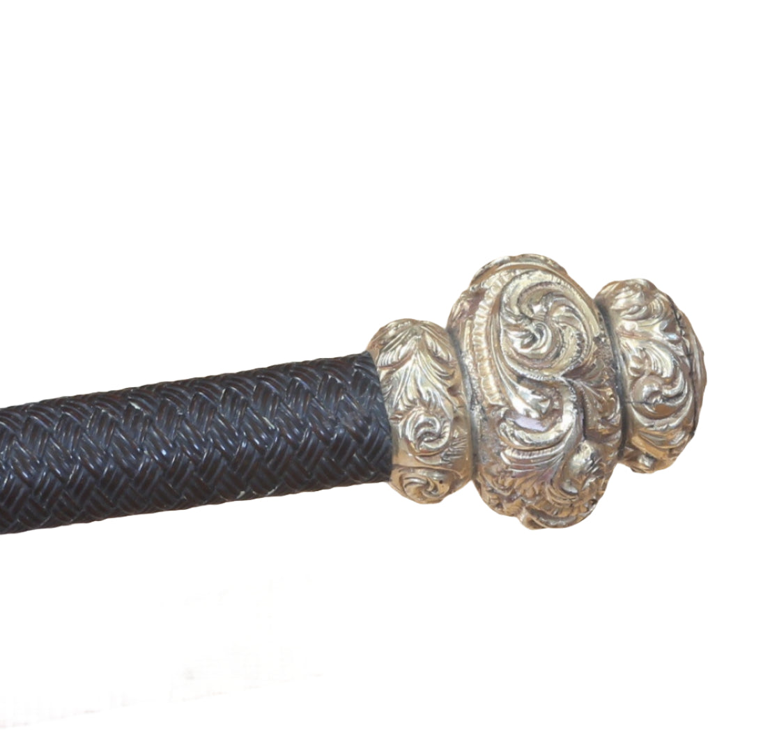 Antique Ladies Sidesaddle Riding Whip with Ornate Gilt Mounts