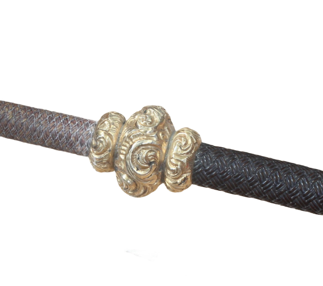 Antique Ladies Sidesaddle Riding Whip with Ornate Gilt Mounts