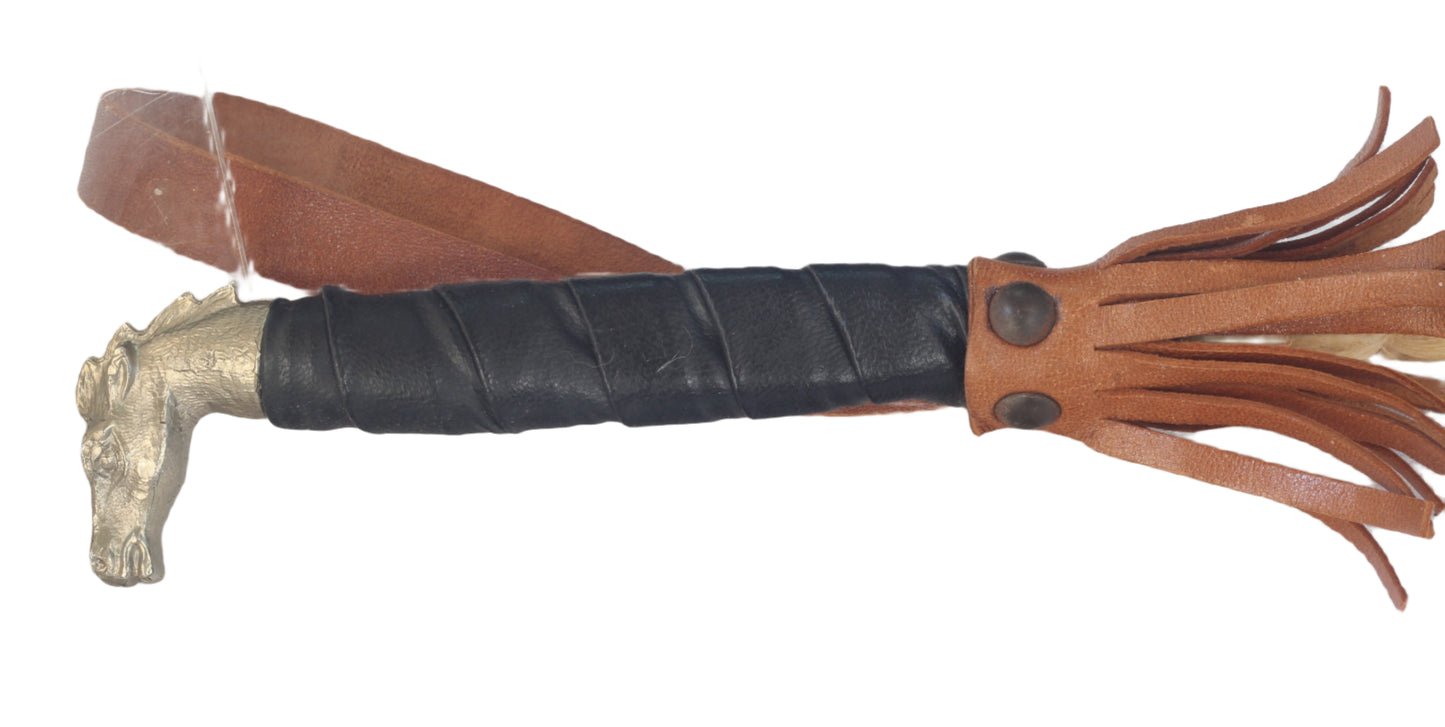 Spanish Pizzle Riding Crop or Whip with Horse Head Handle