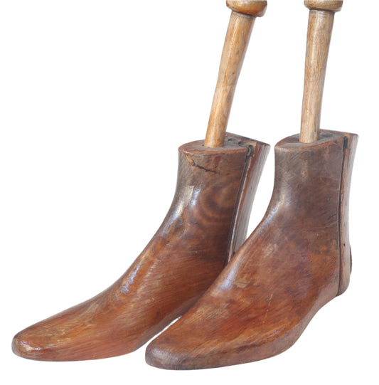 Antique Hinged Wooden Shoe Trees or Stretchers