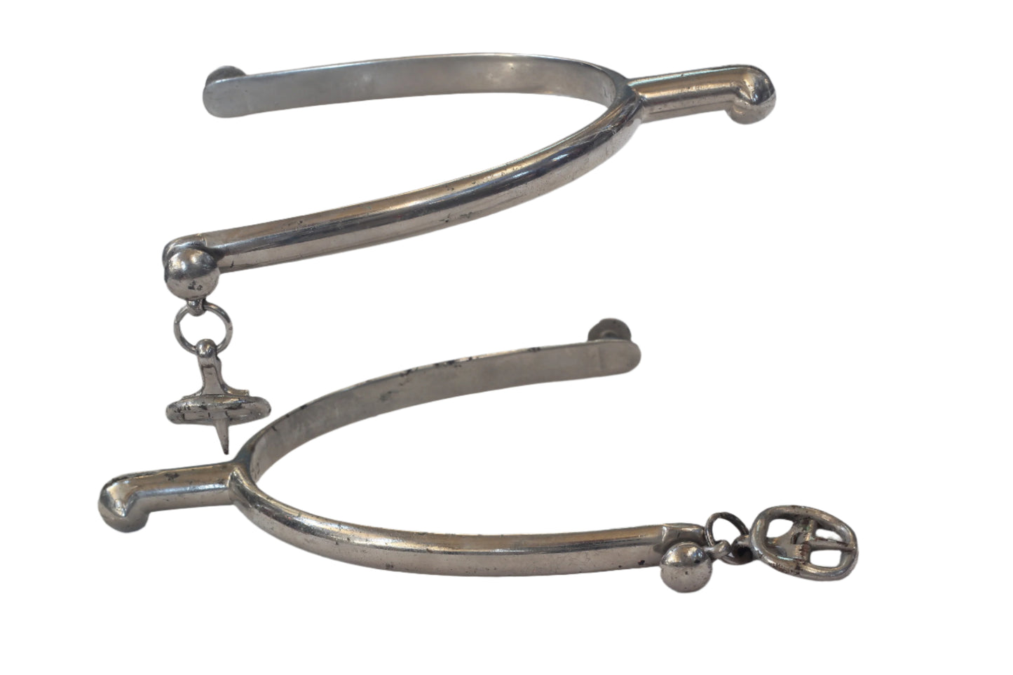 Pair of Peal Steel Hunting Spurs with Buttons & Buckles