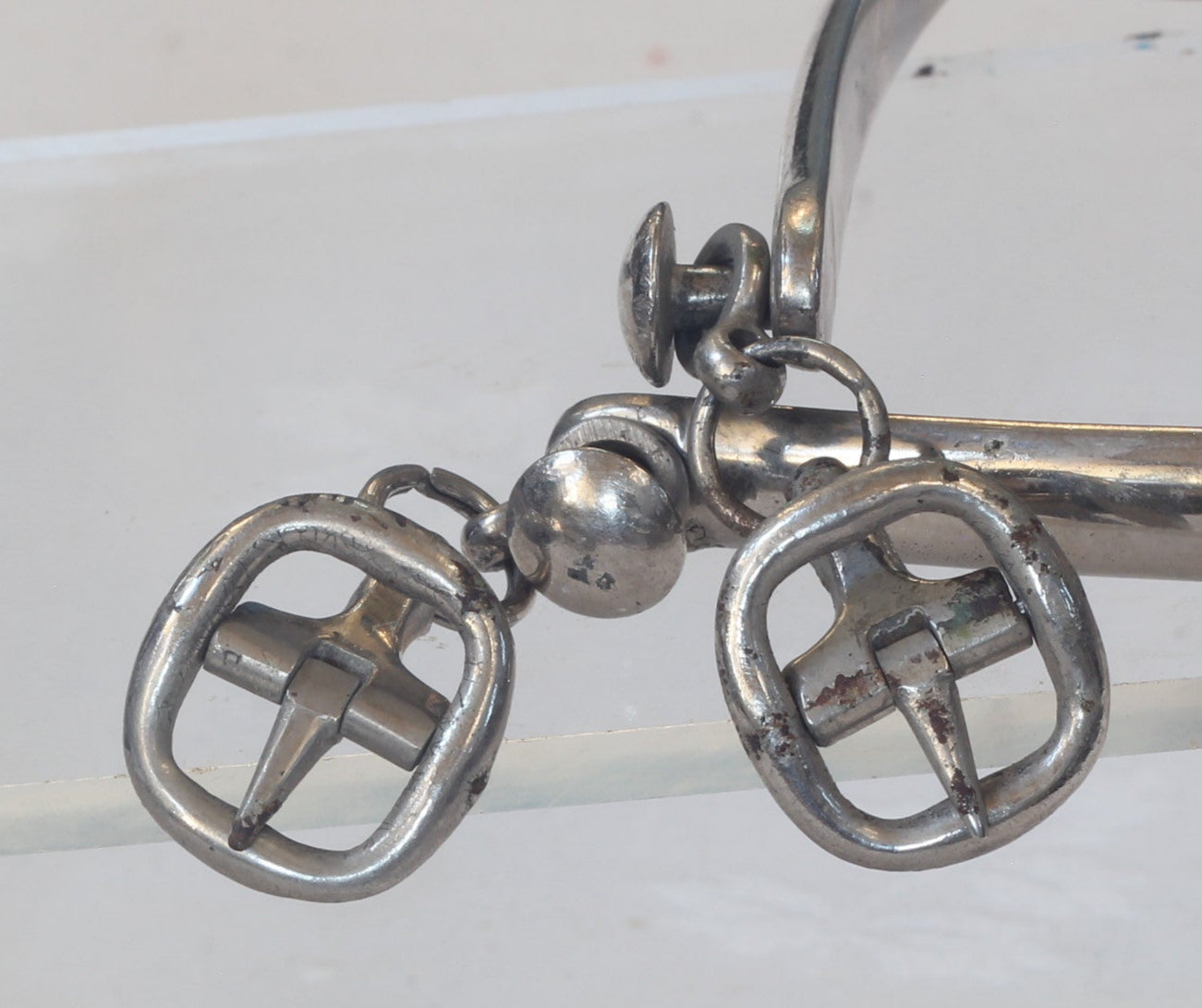 Pair of Peal Steel Hunting Spurs with Buttons & Buckles