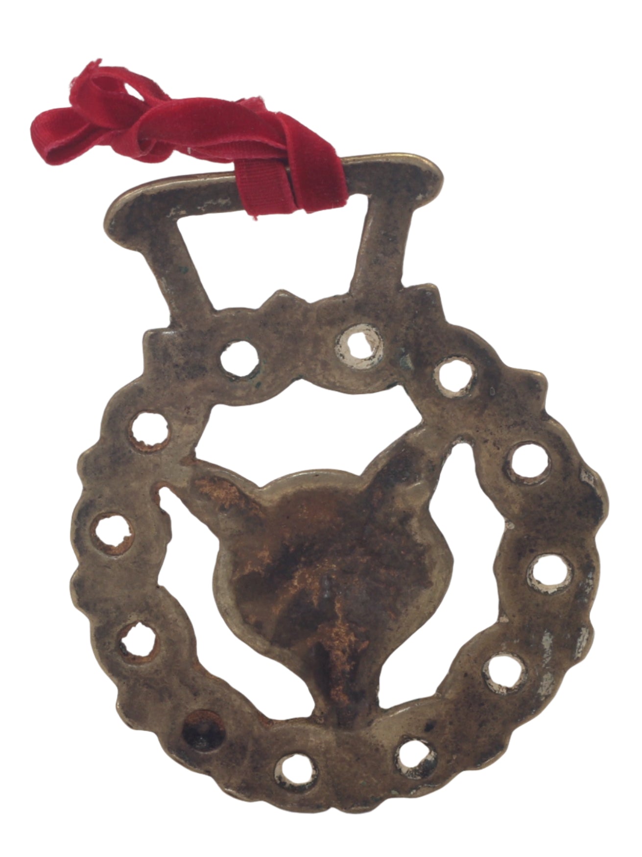 Antique Cast Fox Mask Horse Brass