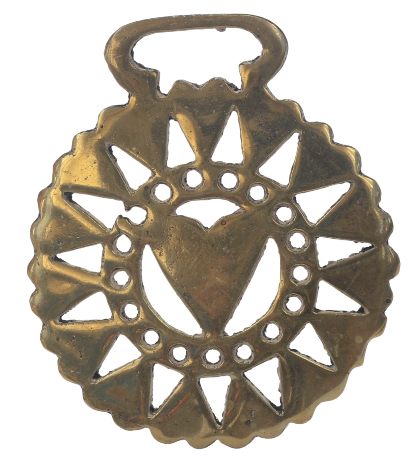 Two Antique Heart Horse Brasses