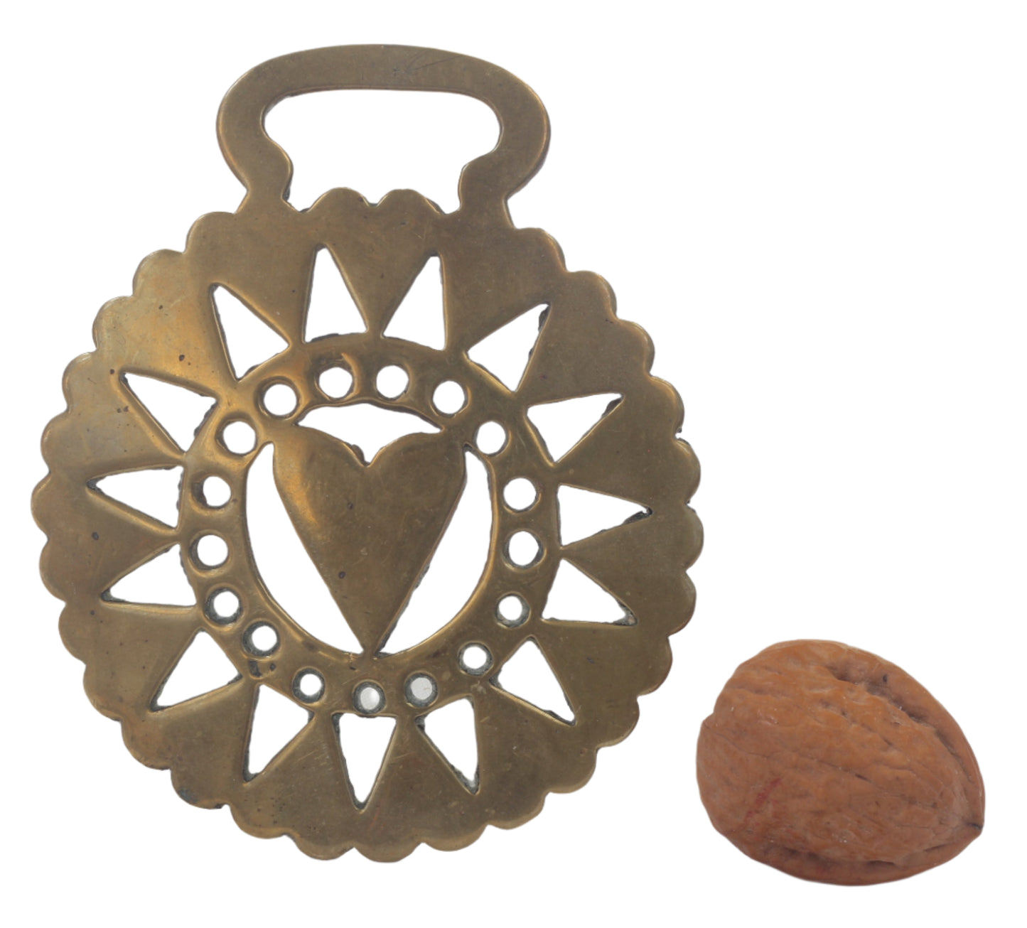 Two Antique Heart Horse Brasses