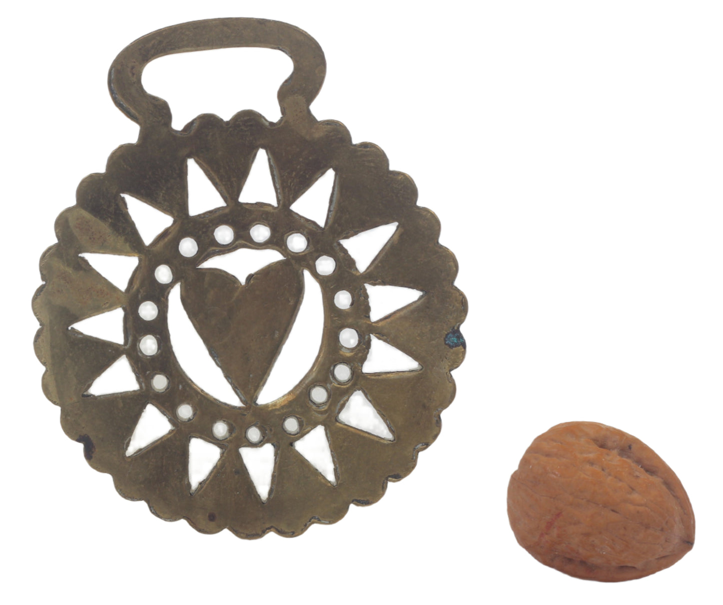 Two Antique Heart Horse Brasses