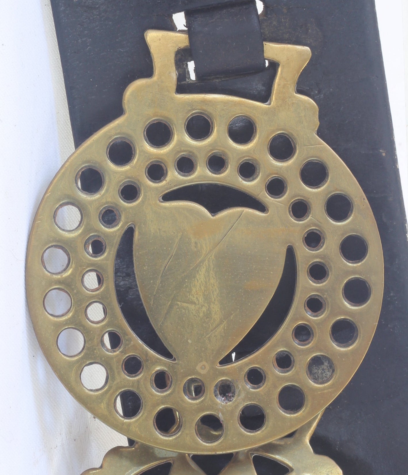 Vintage Harness Strap or Martingale with Five Horse Brasses
