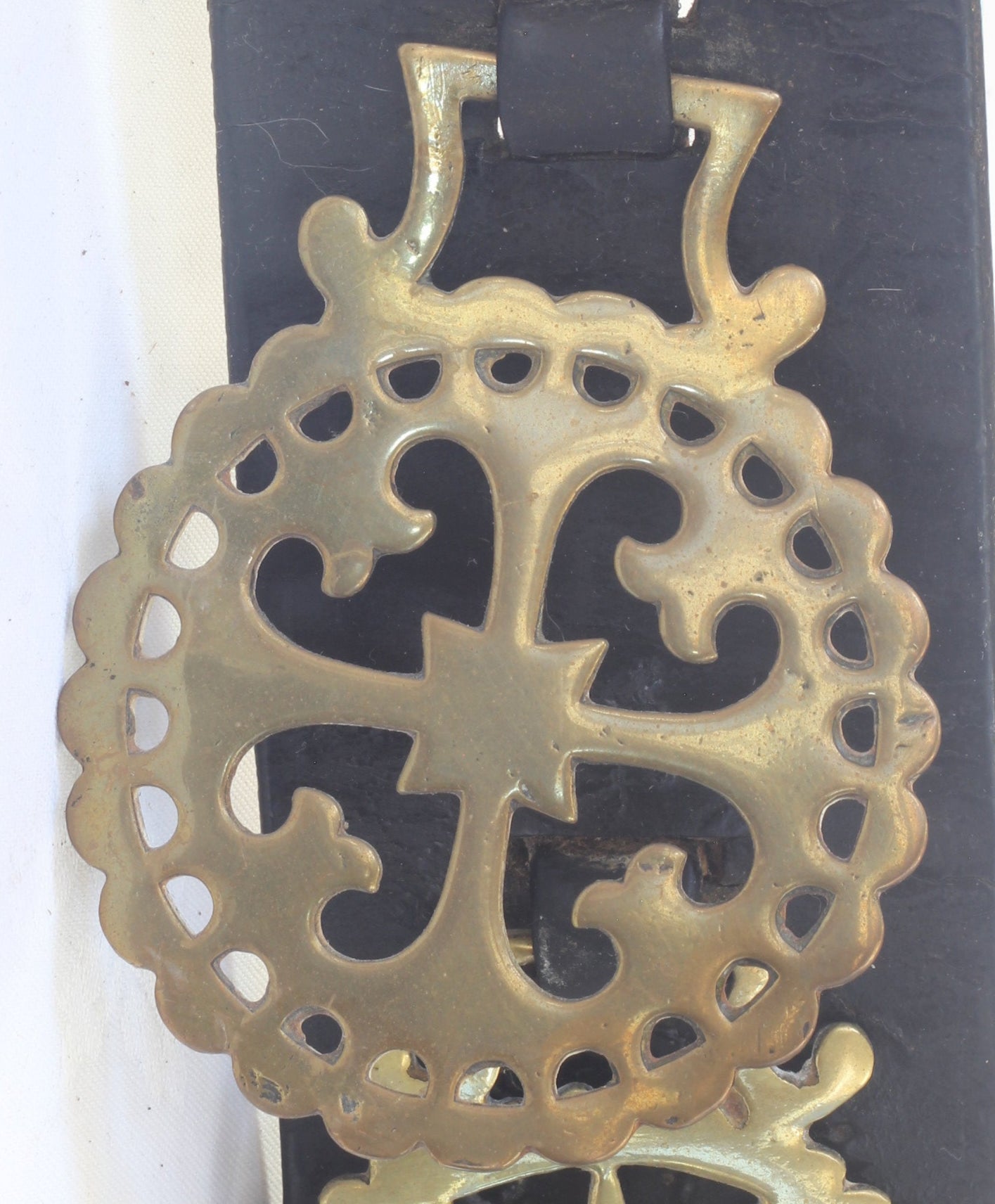 Vintage Harness Strap or Martingale with Five Horse Brasses