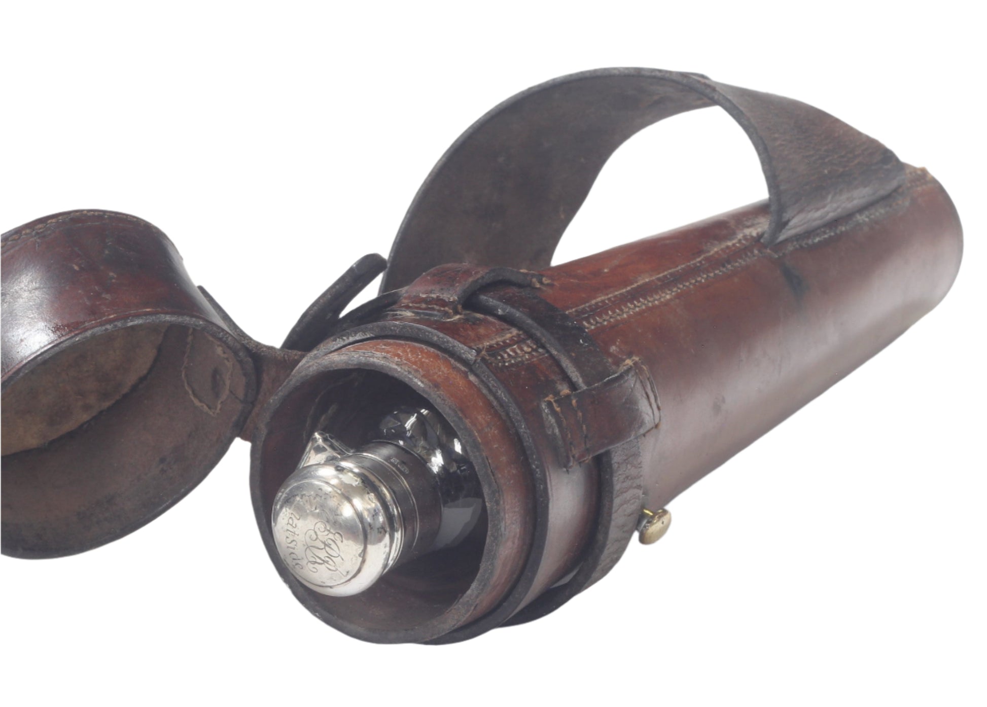James Dixon Saddle or Hunting Flask in Leather Case