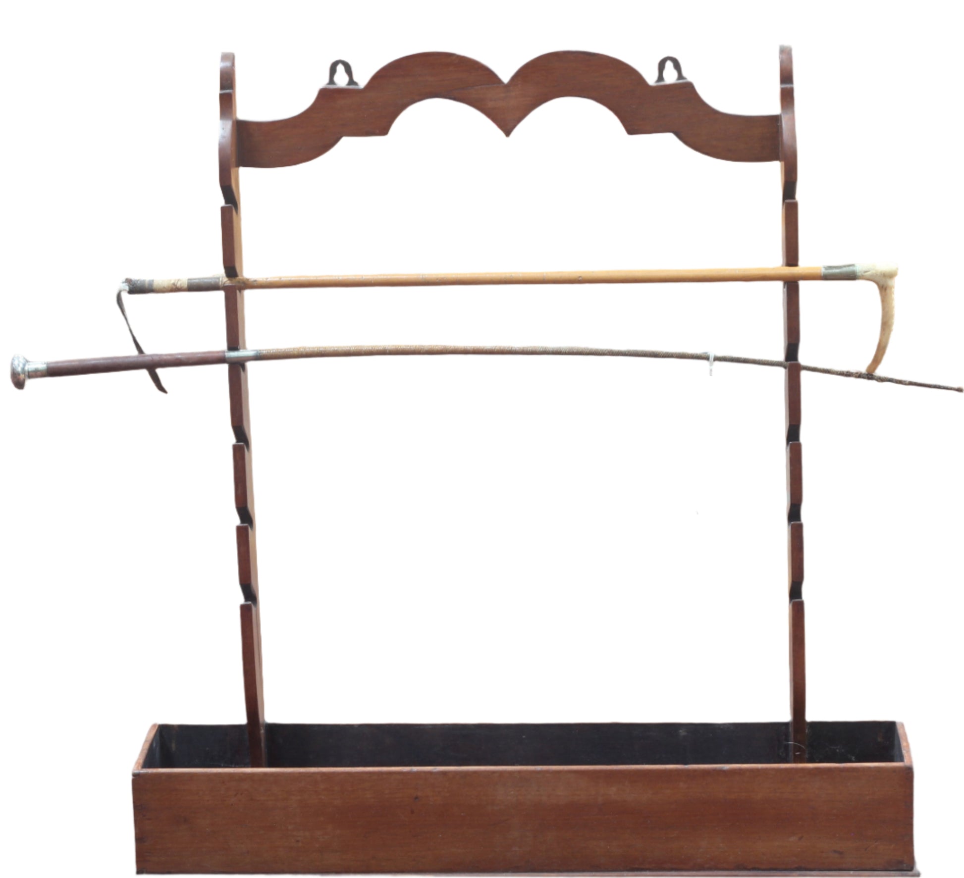 Antique Mahogany Whip Rack with Shelf