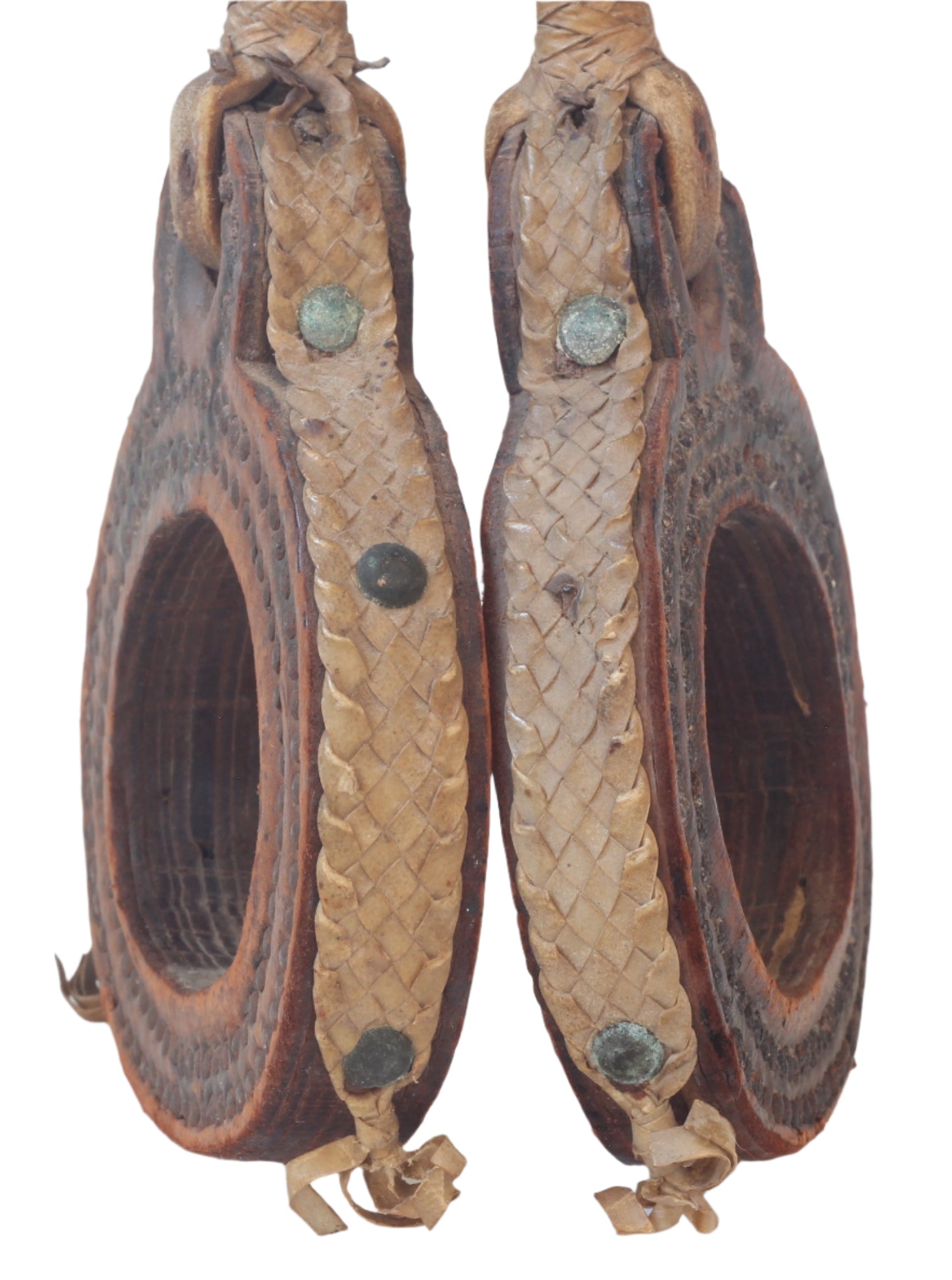 Pair of Antique Leather Stirrups from Argentina