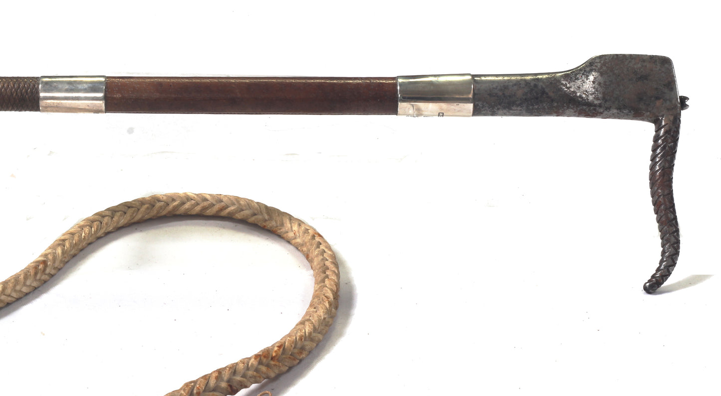 Edwardian hunting whip with axe handle