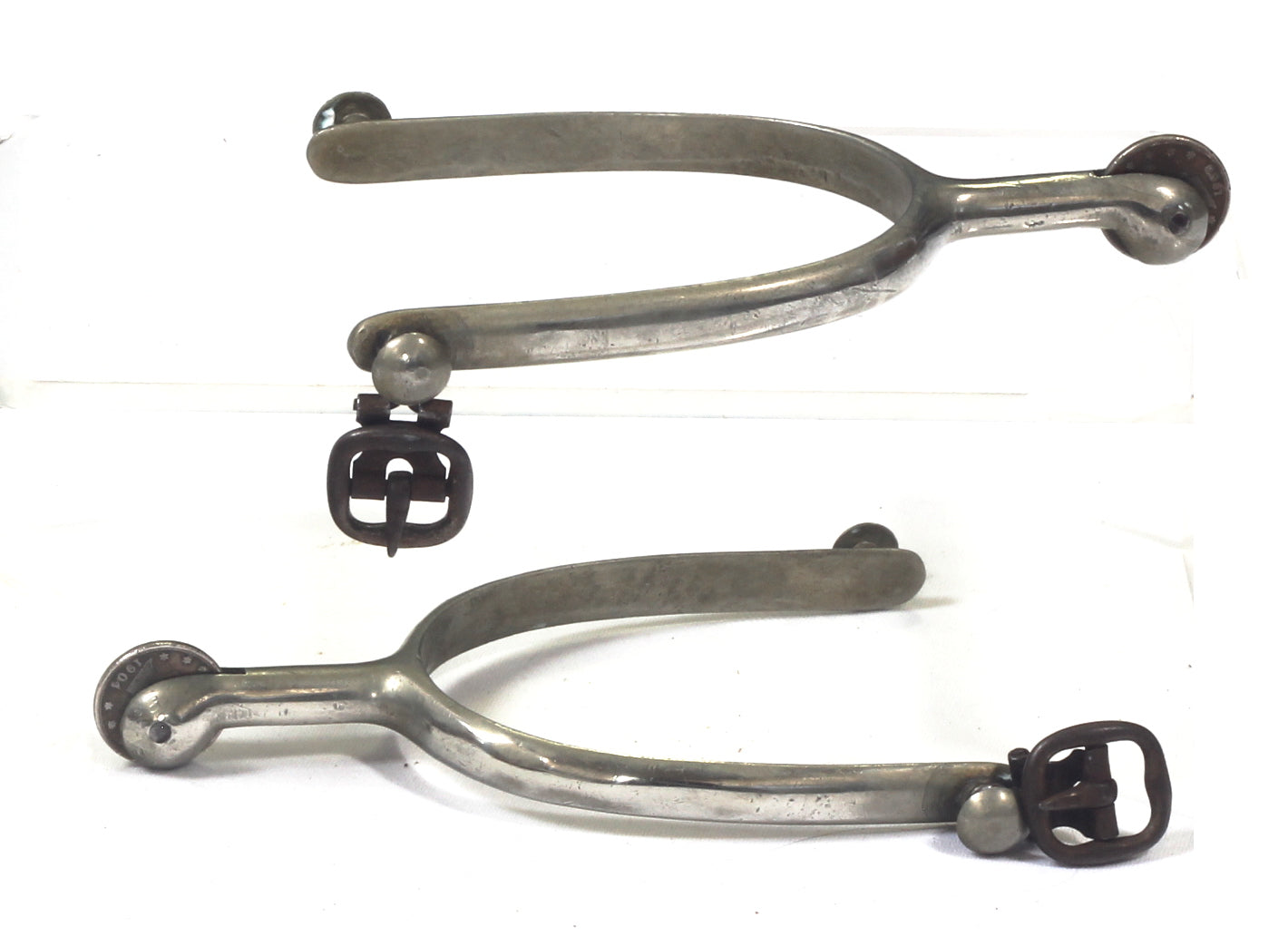 Pair of Nickel Spurs with 1904 & 1908 Coins for Rowels