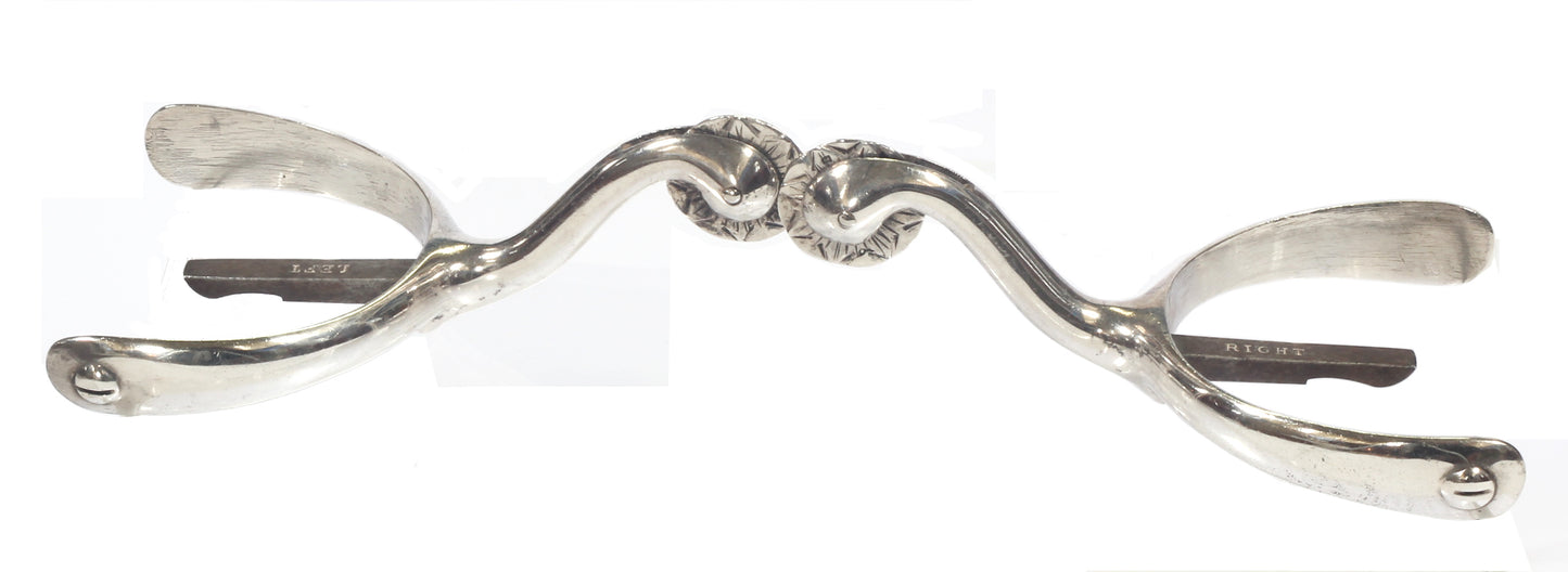 Pair of 1905 HM Silver Swan Necked Military Box Spurs