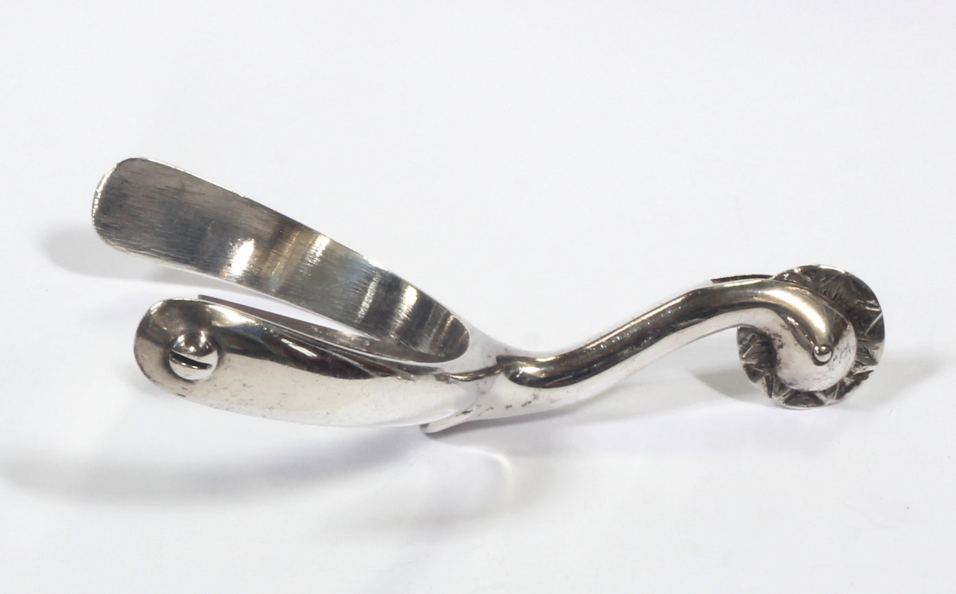 Pair of 1905 HM Silver Swan Necked Military Box Spurs - Spur351
