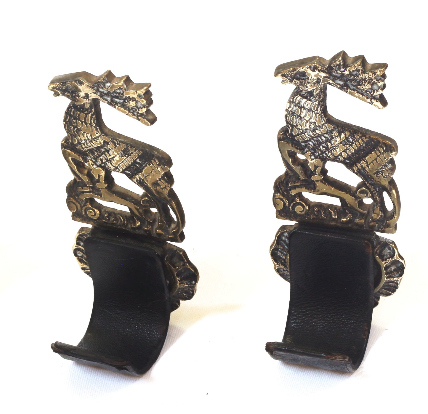 Two Pairs of Brass Stag Gun or Whip Racks