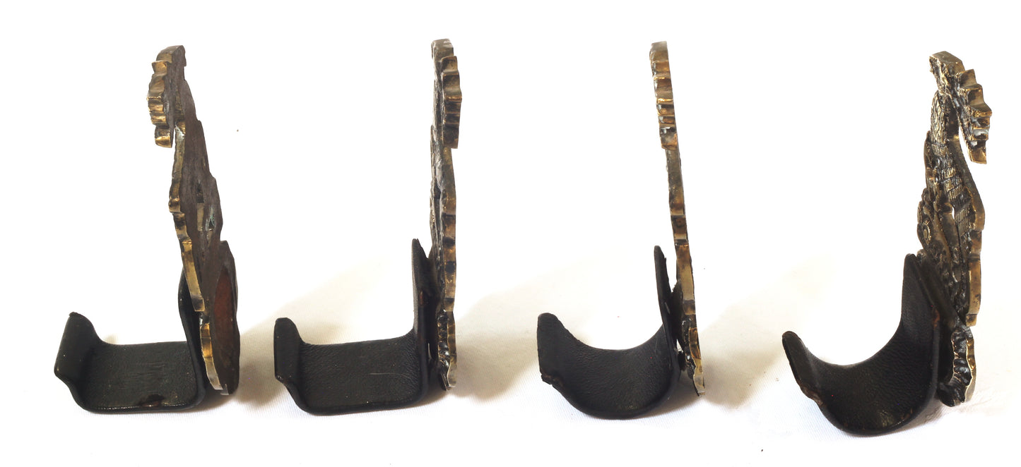 Two Pairs of Brass Stag Gun or Whip Racks