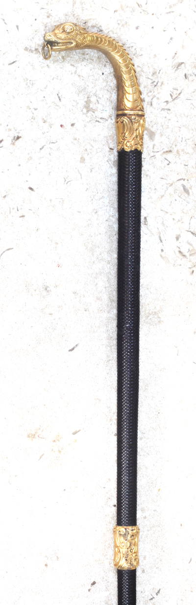 Antique Sidesaddle Whip with Gilt Dragon Handle