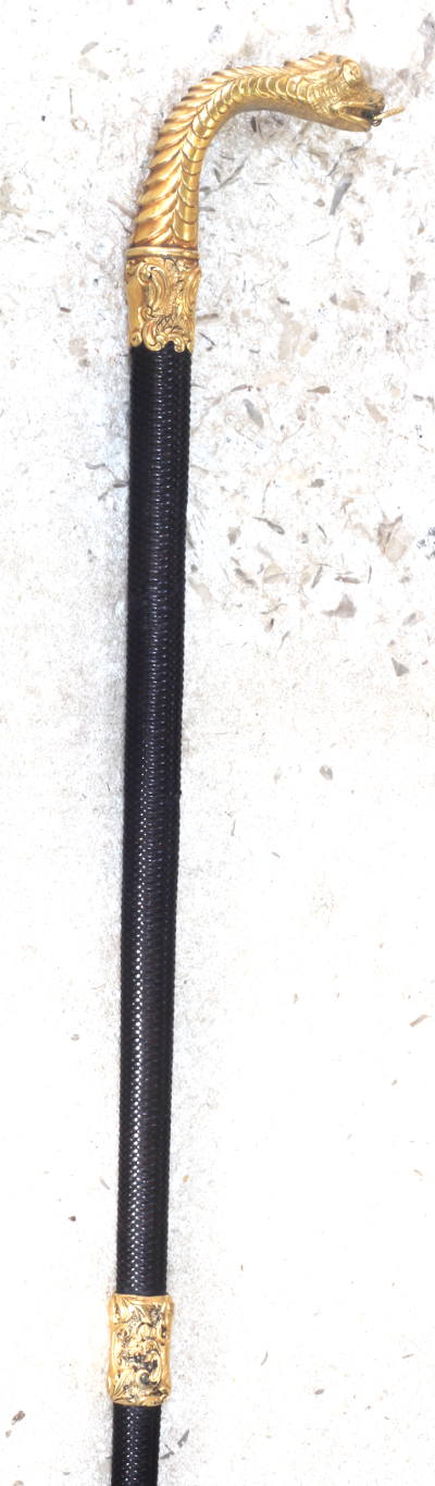 Antique Sidesaddle Whip with Gilt Dragon Handle