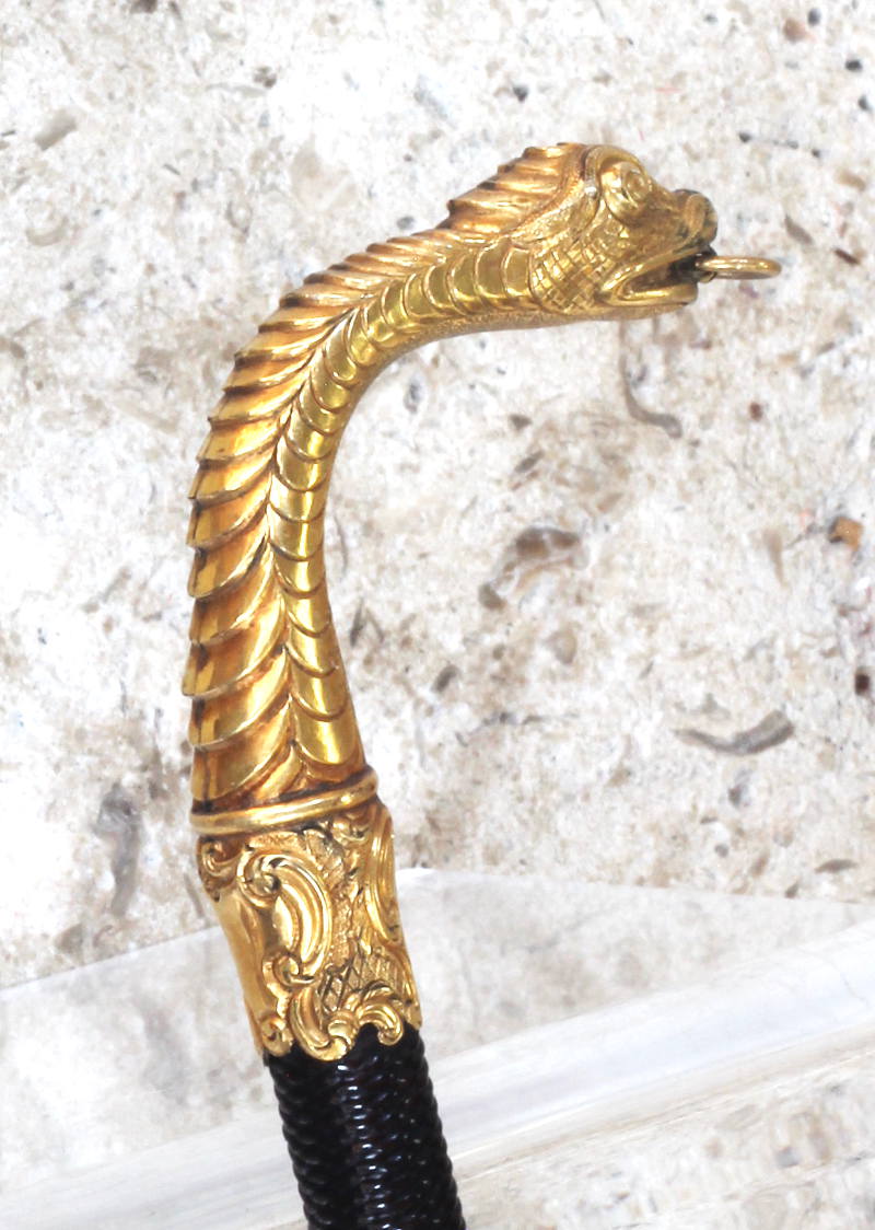 Antique Sidesaddle Whip with Gilt Dragon Handle