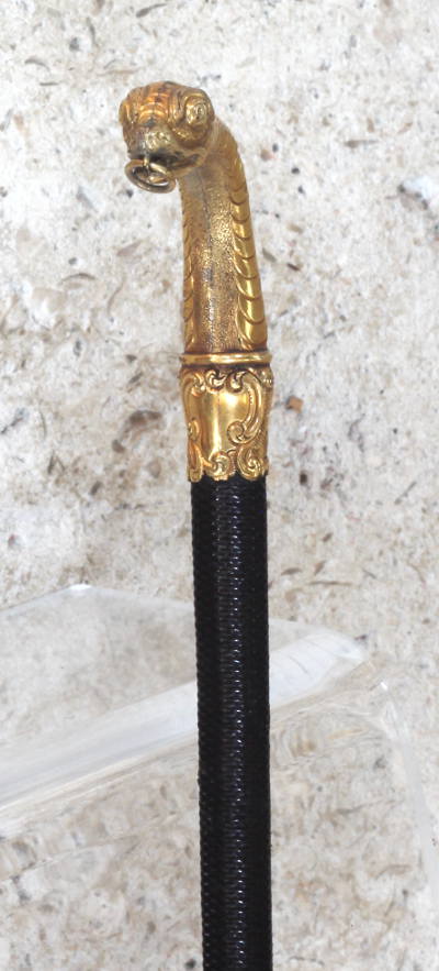 Antique Sidesaddle Whip with Gilt Dragon Handle