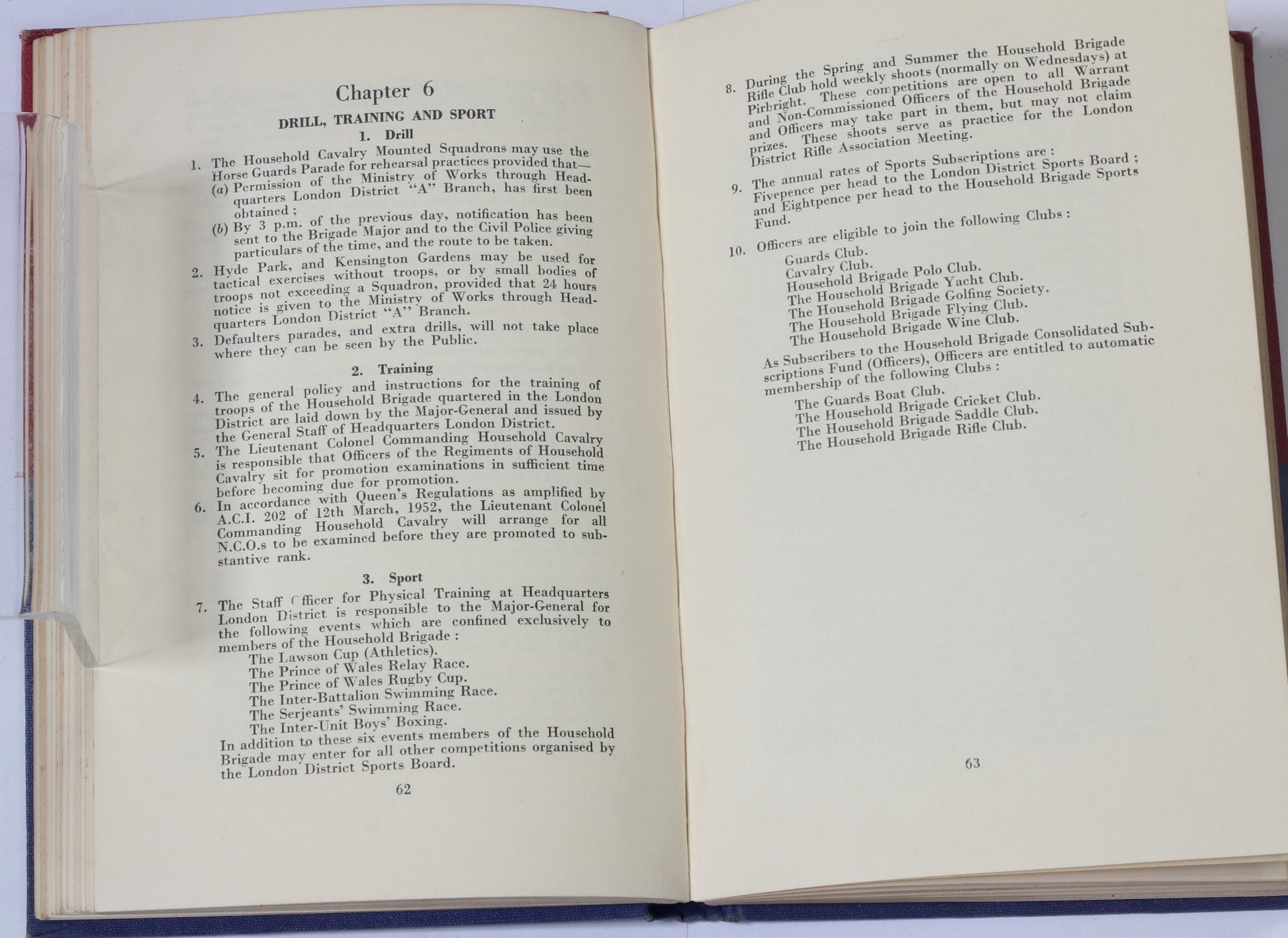 1956 Regimental Standing Orders of The Household Cavalry copy number 77