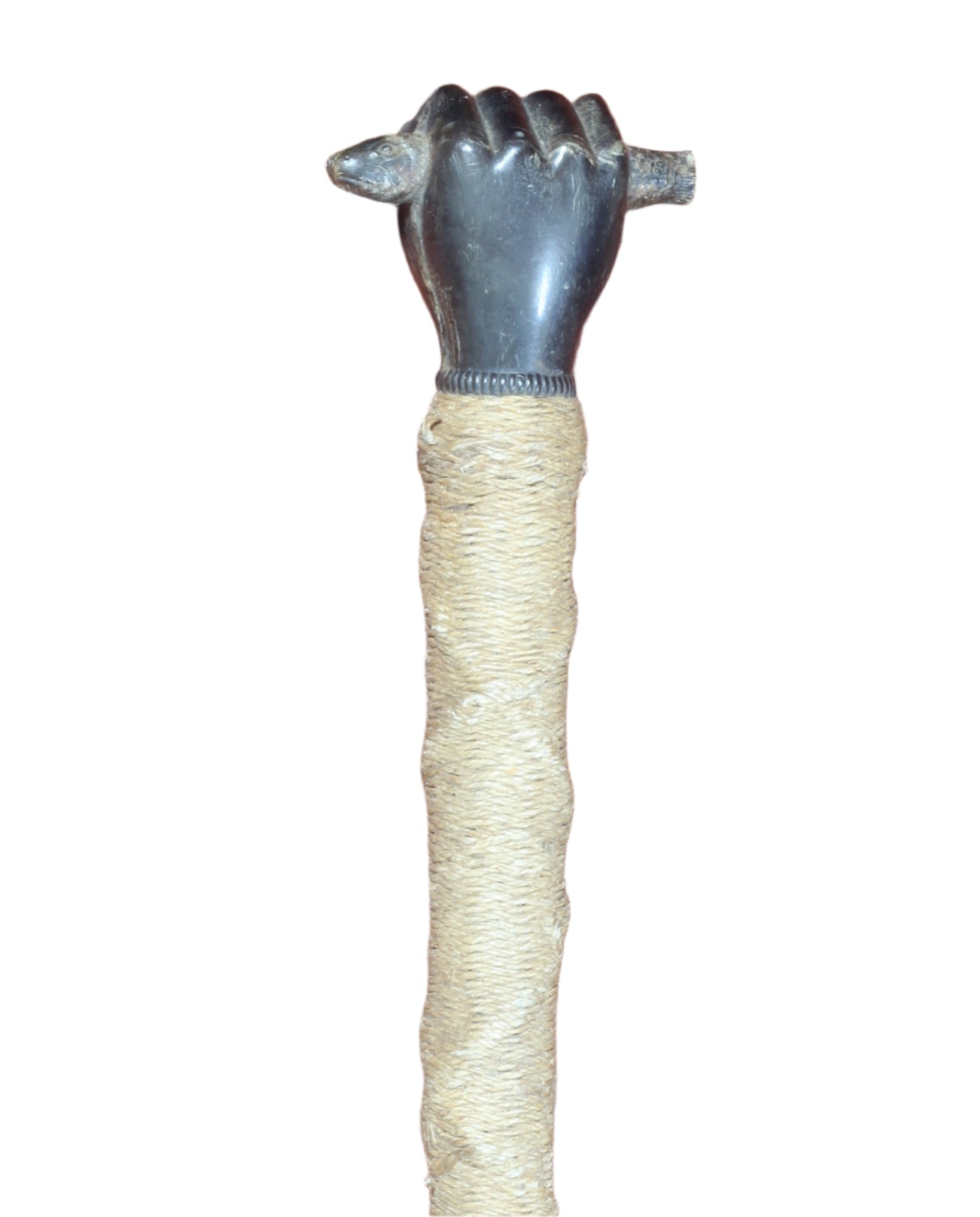 Antique Whip or Crop with Horn Cap Carved as a Fish in a Hand