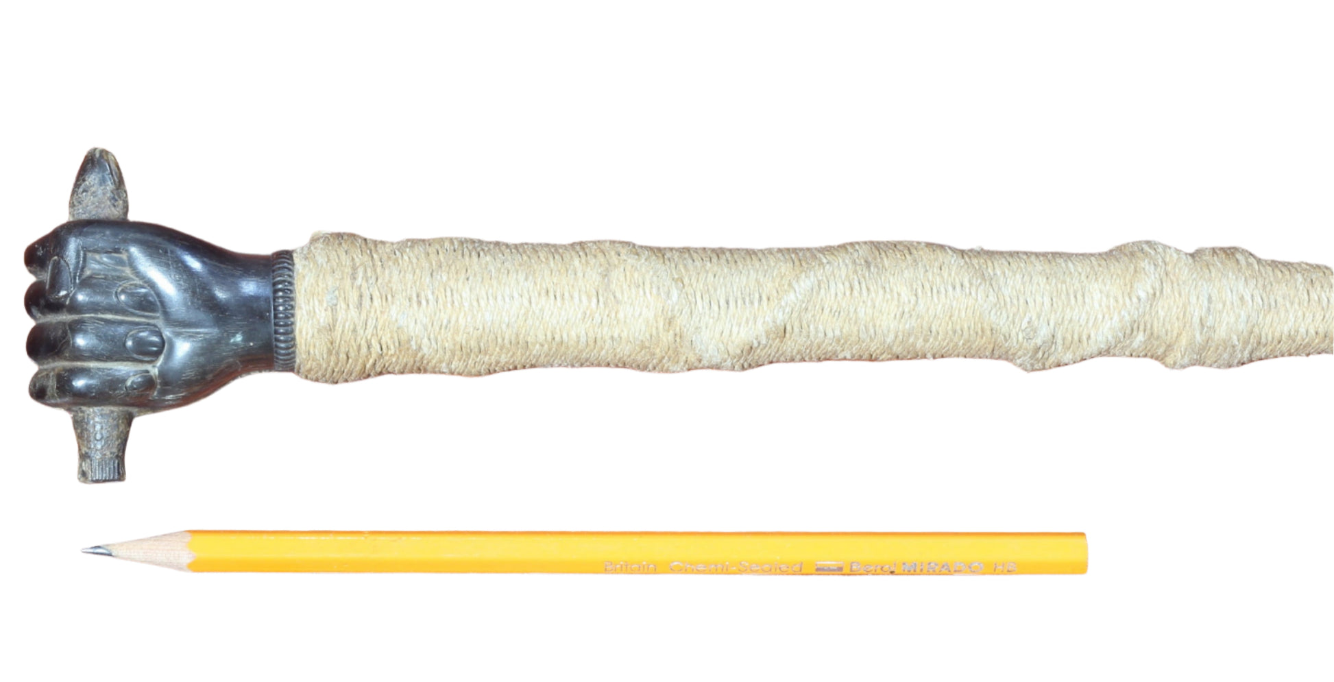 Antique Whip or Crop with Horn Cap Carved as a Fish in a Hand