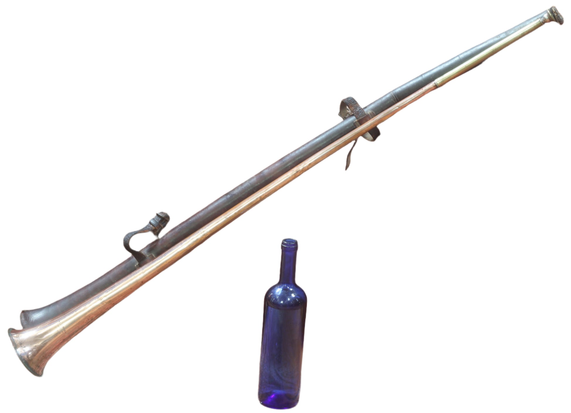 Antique 43" Callow Coach Horn in Leather Case