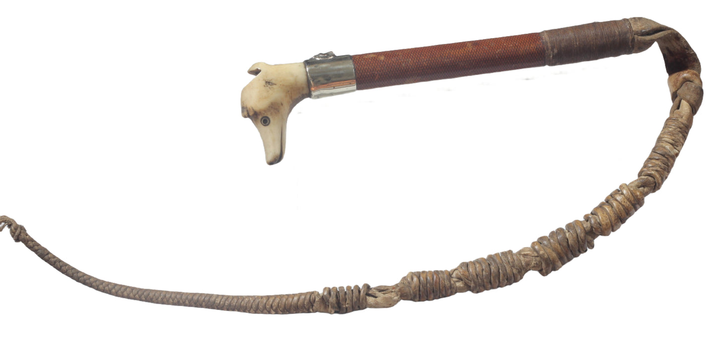 Antique Beagling Whip with Hound Handle