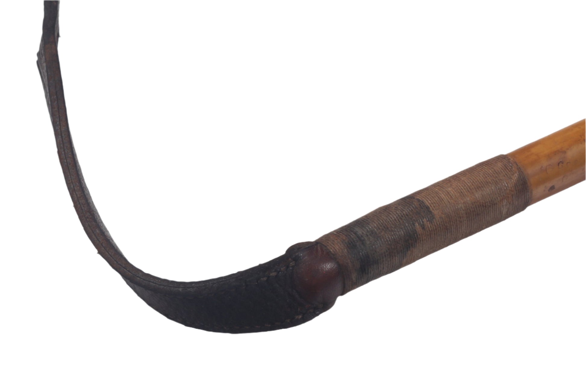 Antique 1894 Malacca Hunting Whip with Foliate Silver Collar